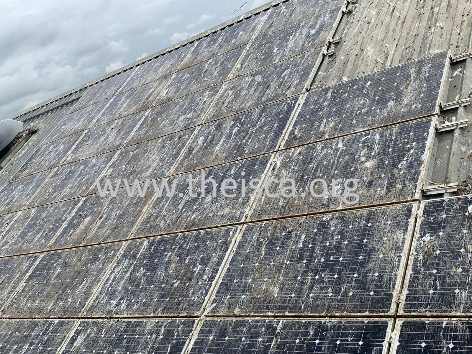 Solar panels covered in bird droppings