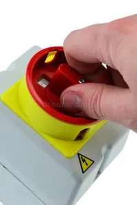 Hand on electrical isolator switch